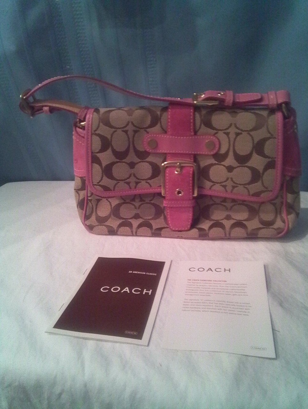 Coach Vintage Signature Soho Pink Leather & SuedeY2K Handbag - Picture 2 of 9